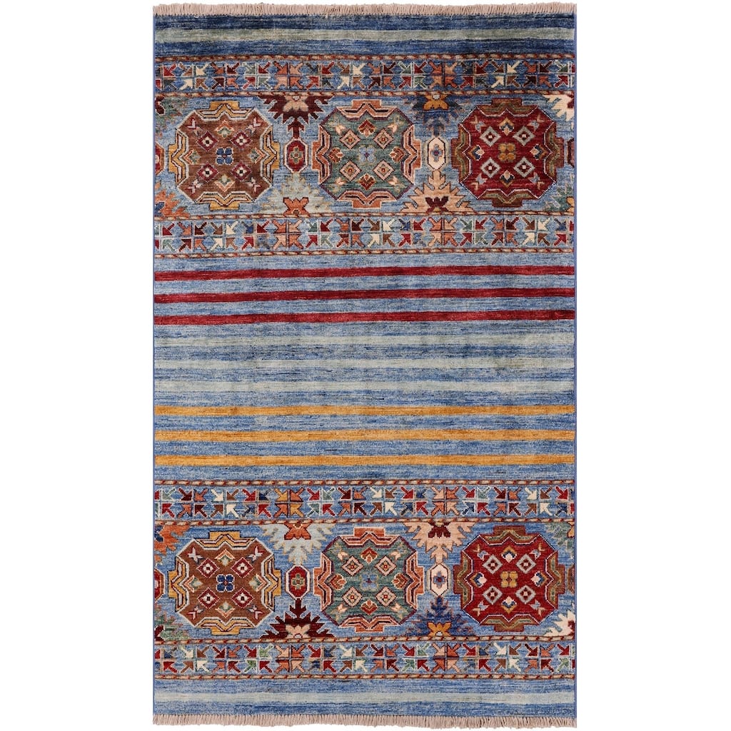 Golden Nile Khorjin Persian Gabbeh Hand Knotted Wool Rug - 3' 3" X 5' 4"