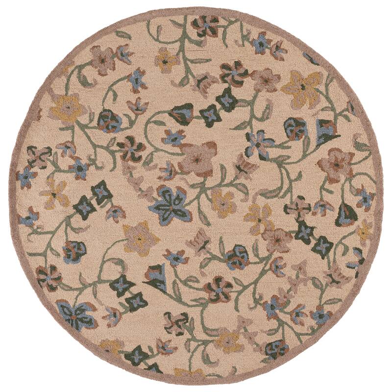 SAFAVIEH Handmade Chelsea Assia French Country Wool Rug - 6' Round - Beige/Green