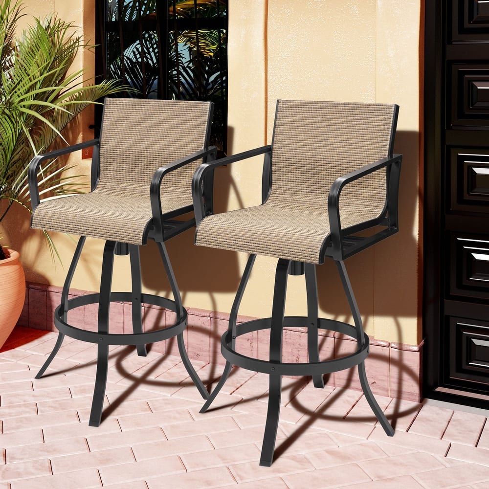 Pellebant Outdoor Aluminum Swivel Barstool Patio Bar Stools with Sunbrella Fabric - 18.31"Lx18.31"Wx43.31"H