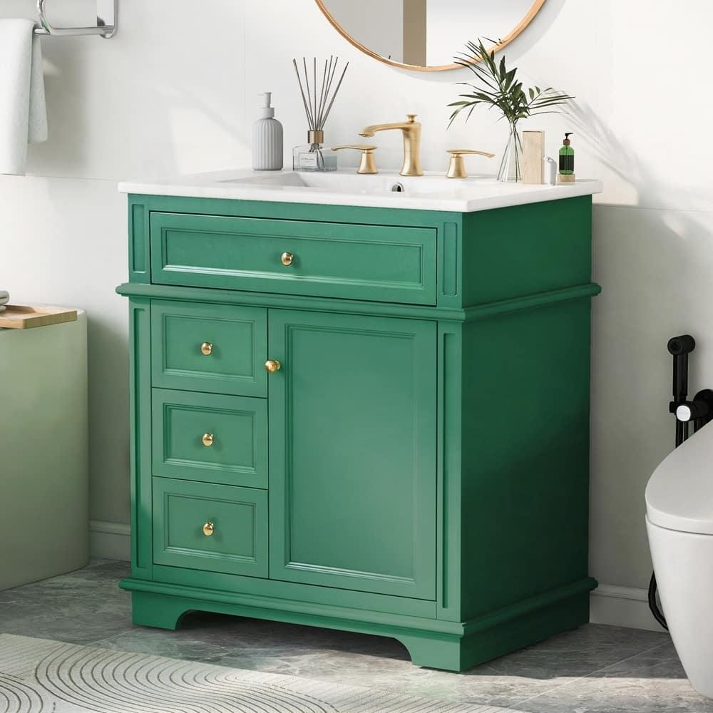 30" Bathroom Vanity with Sink and One Tip-out Drawer