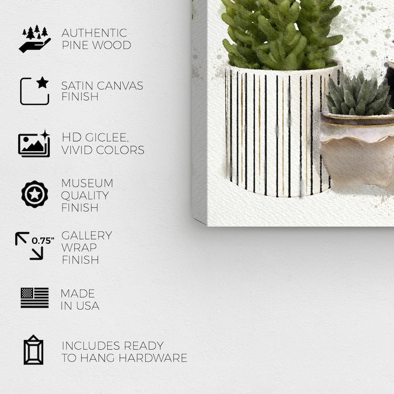 Wynwood Studio Canvas Floral and Botanical Succulent View Green and Modern & Contemporary Wall Art Canvas Print