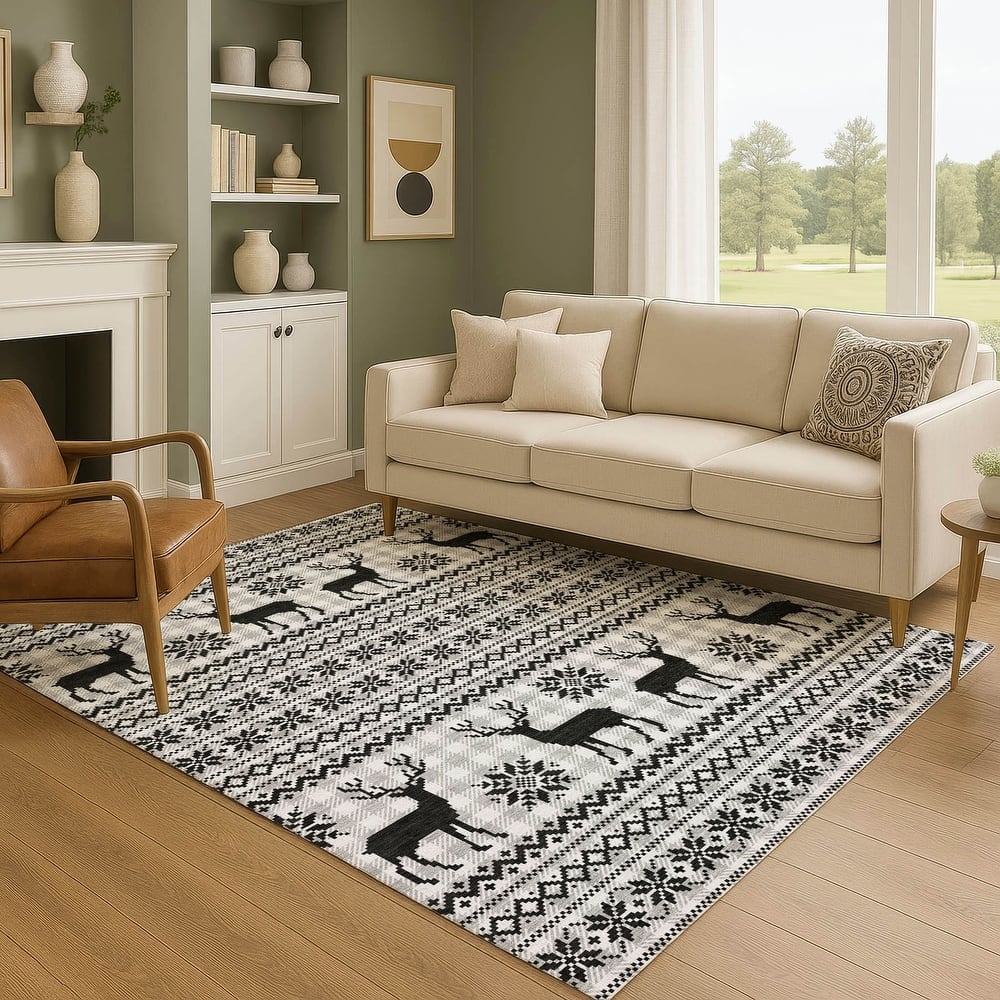 Premium Washable Super Soft Christmas Reindeer Mayfield Rug
