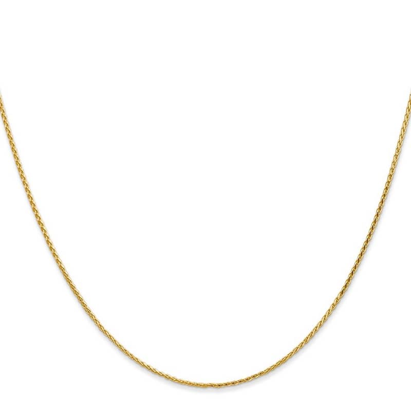 Curata 14k Yellow Gold Solid 1.2mm Diamond Cut Wheat Chain Necklace (Lobster)