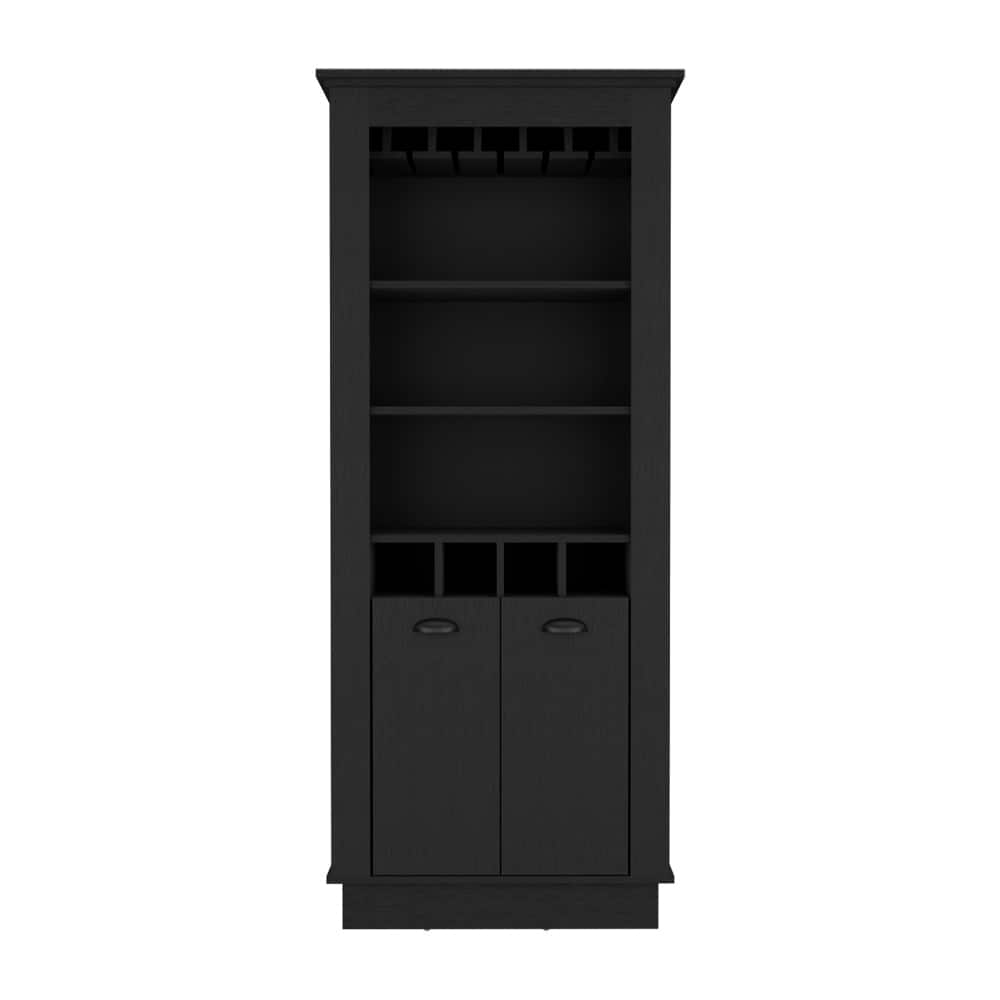 Bar Cabinet, Four built-in wine racks,Living Room, Black