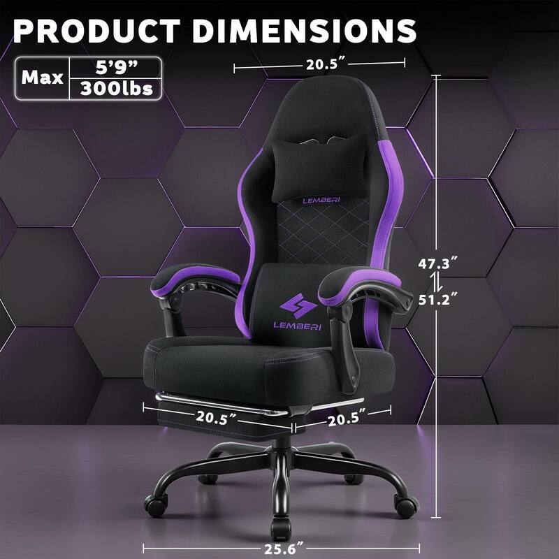 Bossin Gaming Chairs with Footrest, Big and Tall Chair 350lb Capacity, Racing Style Computer Chair with Ergonomic Lumbar Support