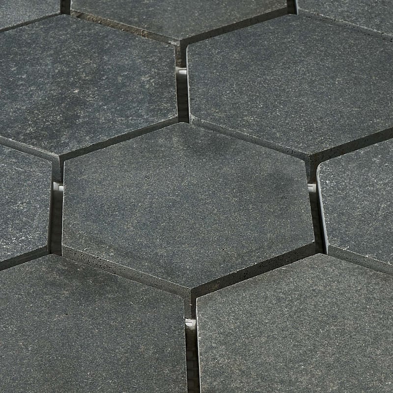 Vulcan Black 3 Inch Hexagon Honed Mosaic Tile