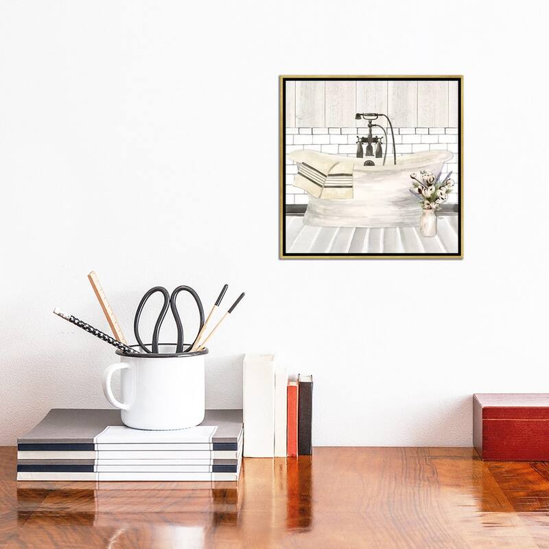 iCanvas "Farmhouse Bath I Tub" by Tara Reed Framed Canvas Print