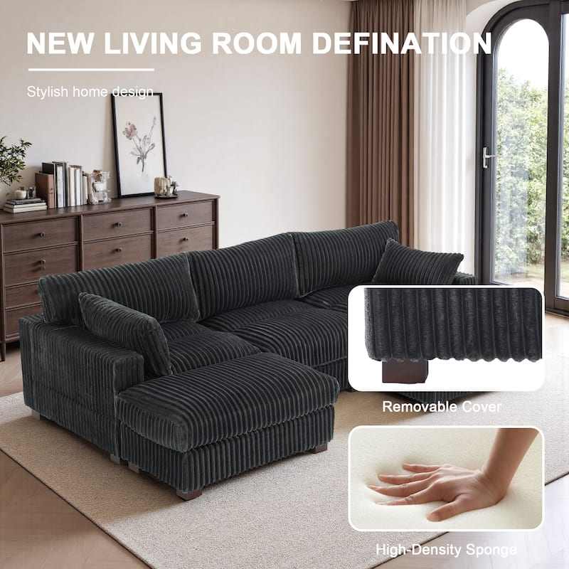 Oversized U-shaped Plush Modular Sectional Sofa Set