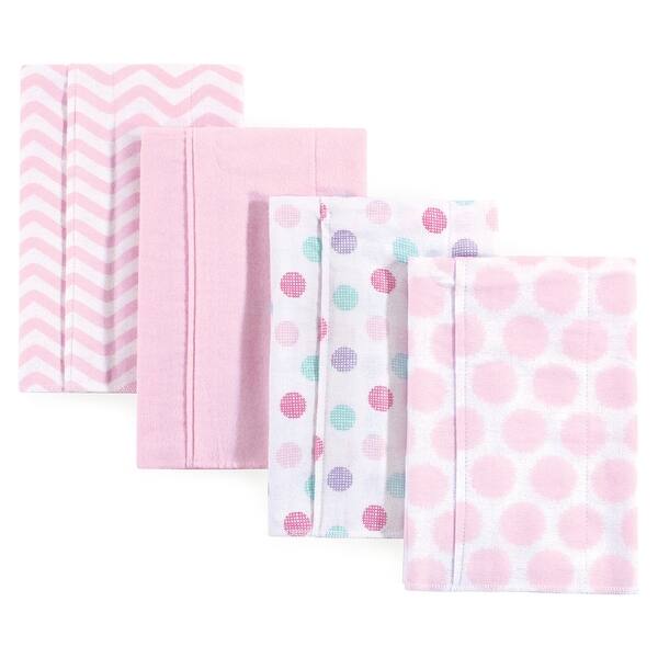 slide 1 of 1, Luvable Friends Baby Girl Cotton Flannel Burp Cloths 4pk, Pink Dots Chevron, One Size - Pink Dots Chevron - One Size One Size - Pink Dots Chevron
