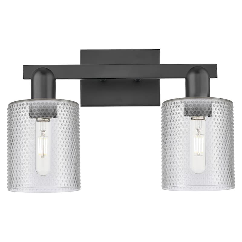 Innovations Lighting 716-2W-11-16 Cobbleskill Vanity Cobbleskill 2 - Matte Black / Clear