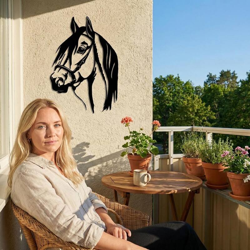 Horse Head Metal Wall Decor for Home and Outside - Wall-Mounted Geometric Wall Art Decor