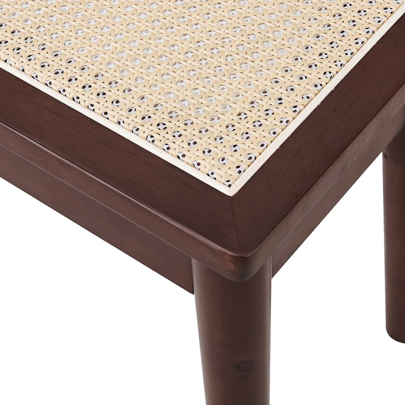 40 x 12 "wooden bench, walnut color, hand woven cane seat, solid wood bench for entrance