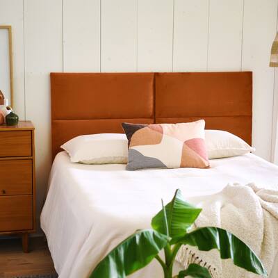 NoSom Sound Reducing Four Panel Queen-Sized Headboard with Upholstered Velvet