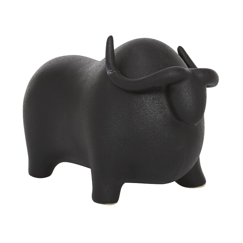 Ceramic Bull Decorative Sculpture - Black - Roche River Decor - Black