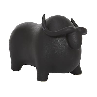 Ceramic Bull Decorative Sculpture - Black - Roche River Decor