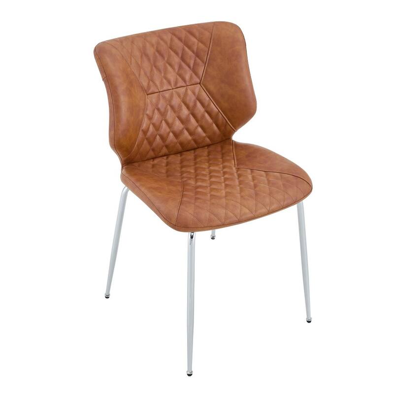 Set of 4, Oil Waxed Leather Dining Chairs with Diamond-Tufted Back