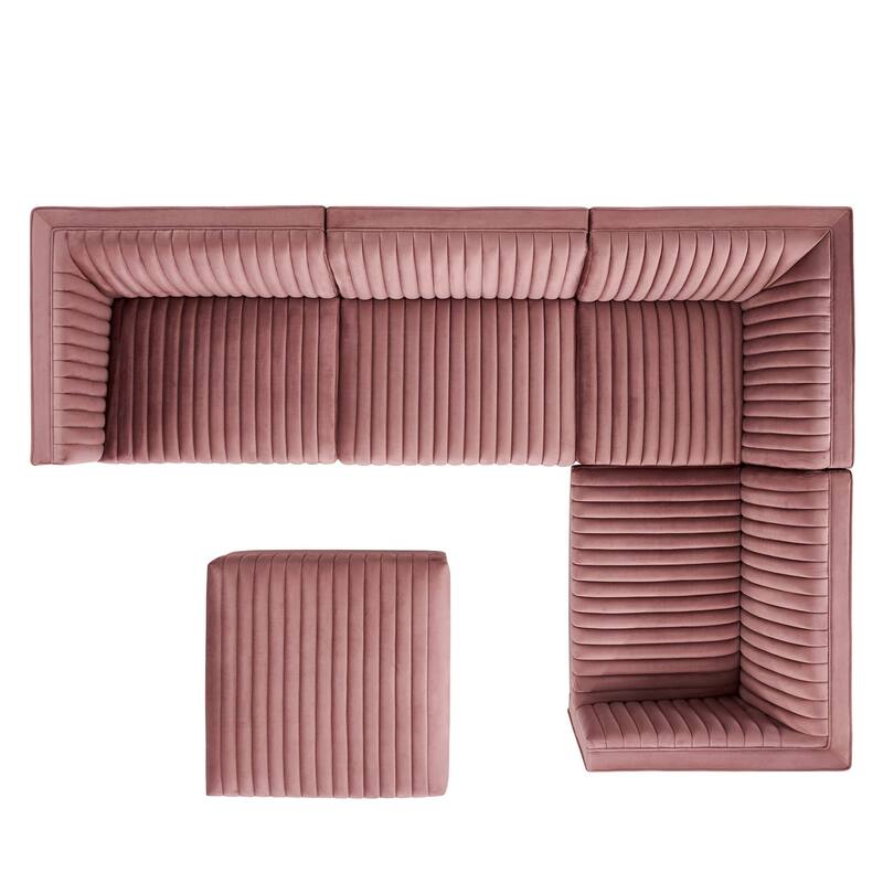 Sanguine Channel Tufted Performance Velvet 5-Piece Right-Facing Modular Sectional Sofa