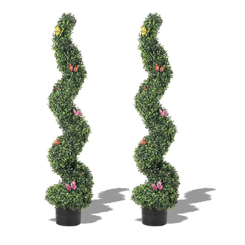 2 PCS Artificial Spiral Topiary Trees for Home Decor - 48in