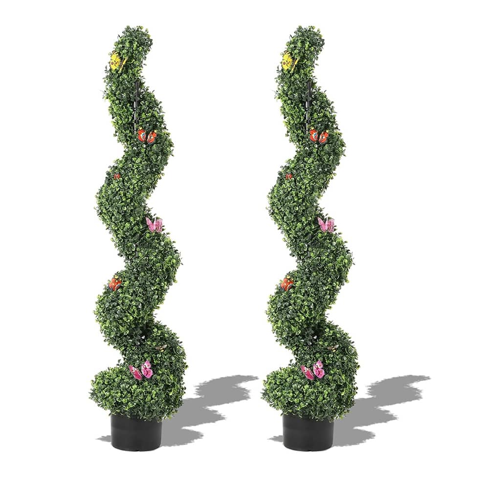 2 PCS Artificial Spiral Topiary Trees for Home Decor
