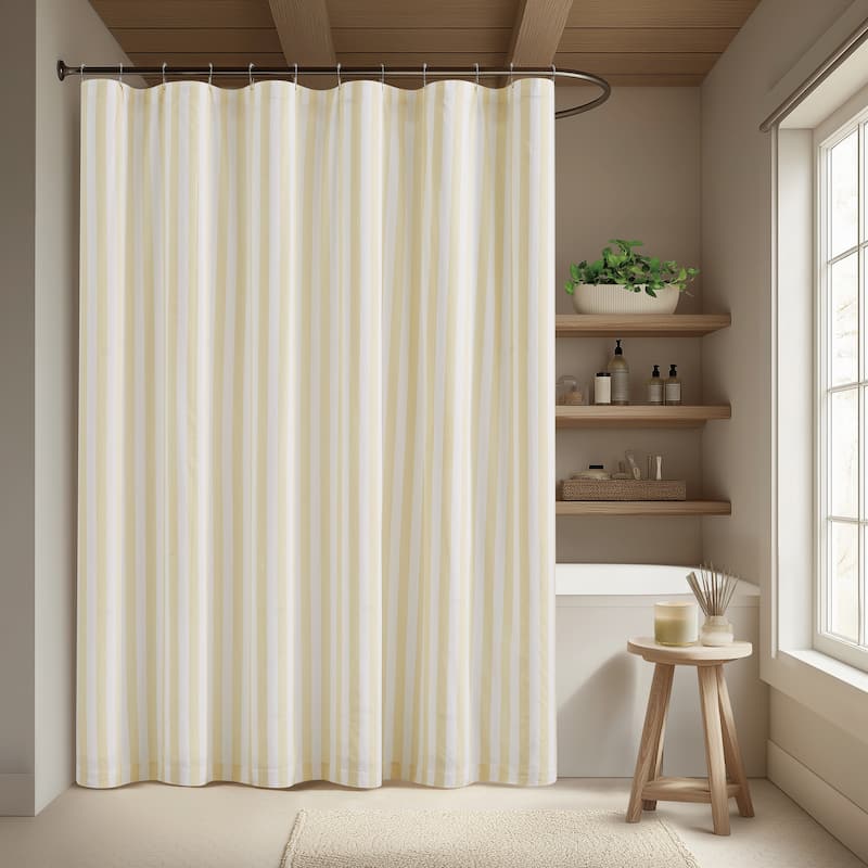 Brooklyn Loom Levi Stripe Shower Curtain - White/Ivory