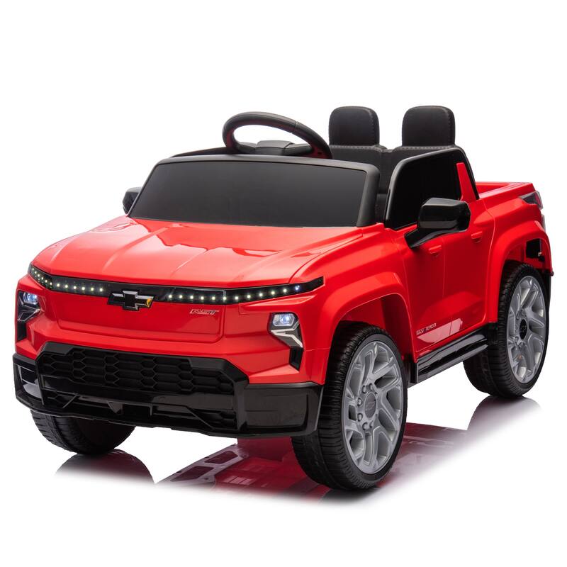 Licensed 24V Chevrolet Silverado EV Kids Ride-On Car with Four-Wheel Suspension, Remote Control, Bluetooth, and LED Lights