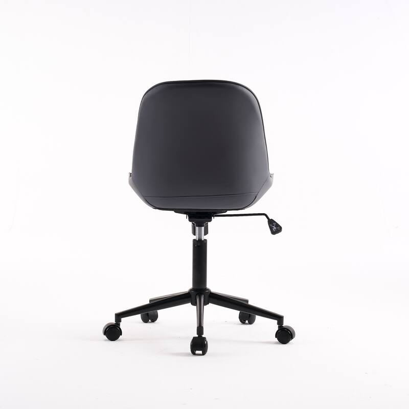 Armless Swivel Office Chair, Faux Leather Task Chairs with Wheels