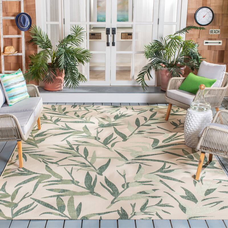 SAFAVIEH Courtyard Erminia Indoor/ Outdoor Waterproof Patio Backyard Rug - 5'3" x 7'7" - Beige/Sweet Pea