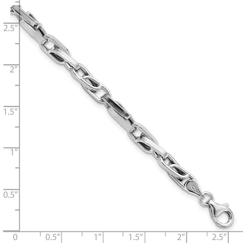Curata 14k White Gold 8.25" Mens 5mm Heavy Intertwined Link Bracelet