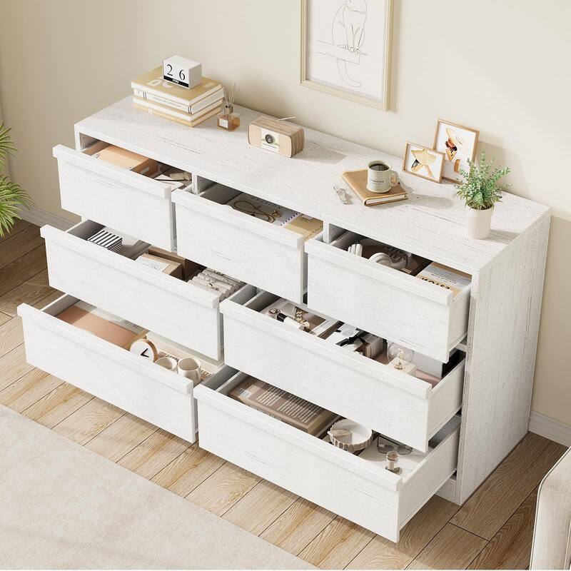 6/7/8 Drawer Dresser for Bedroom, Modern Wooden Chest of Drawers Dresser Organizer