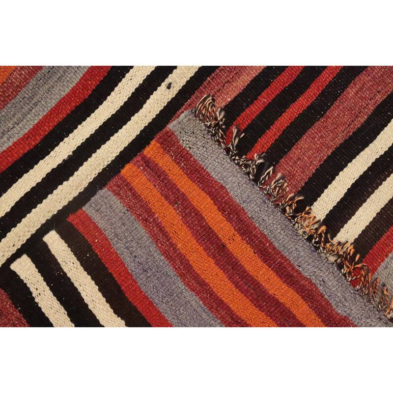 Hand Woven Oriental 100% Wool Carpet Southwestern Geometric Multi-Colored Kilim Area Rug - 10' 7'' X 4' 7''