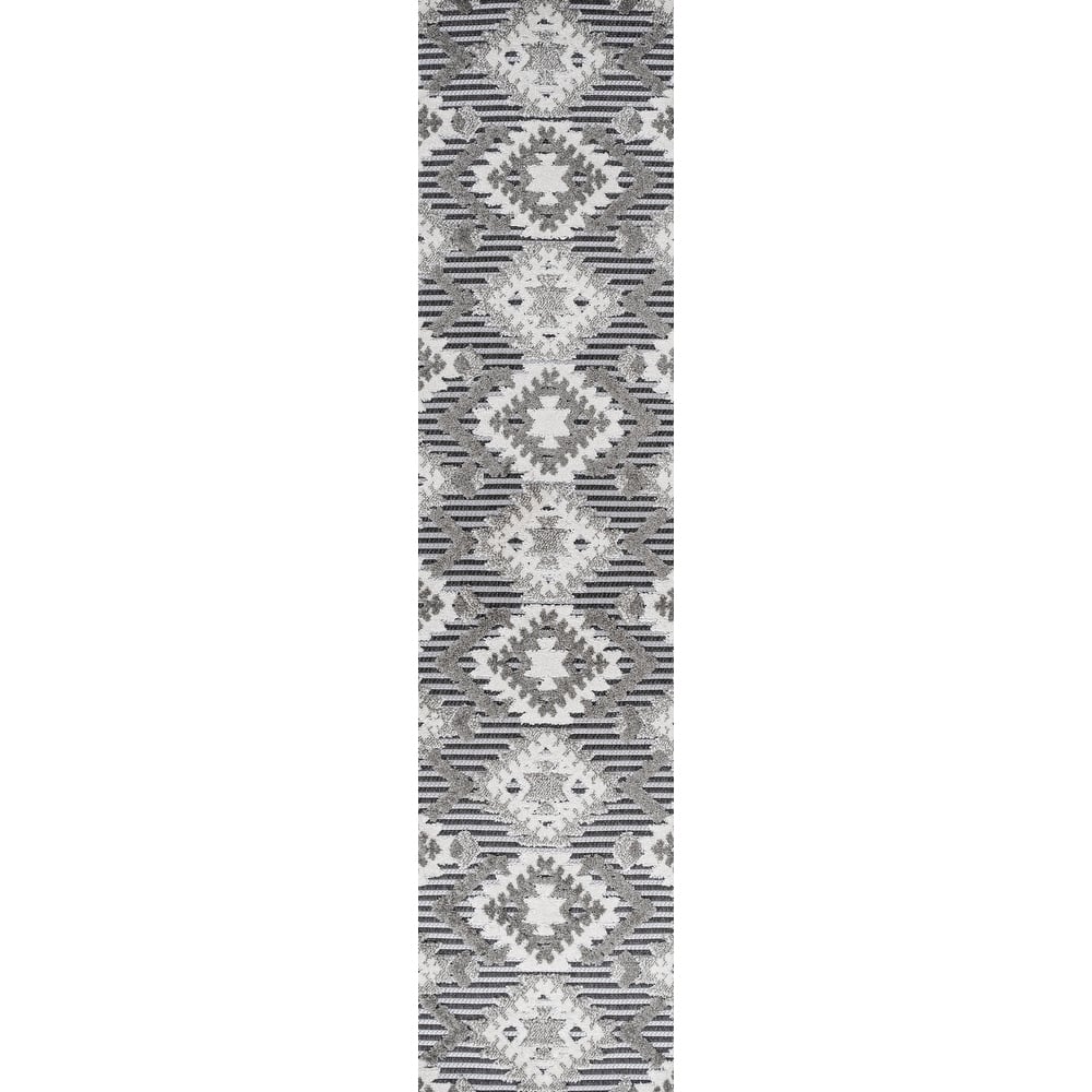JONATHAN Y Duwun High-Low Pile Neutral Diamond Kilim Indoor/Outdoor Area Rug
