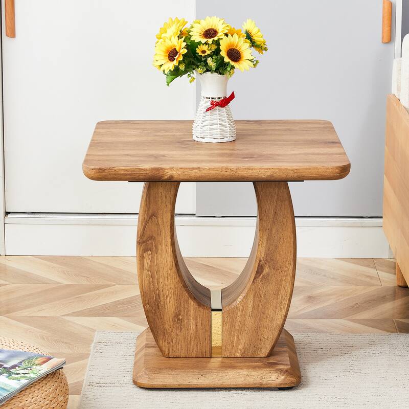 Roomfitters Square MDF Coffee Table with Wood Texture Finish, Minimalist Accent or Side Table for Cozy Interiors, Natural