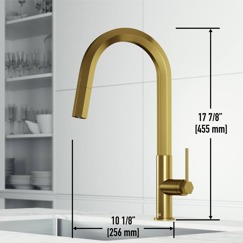 VIGO Hart Hexad 18" H Single Handle Pull-Down Kitchen Faucet