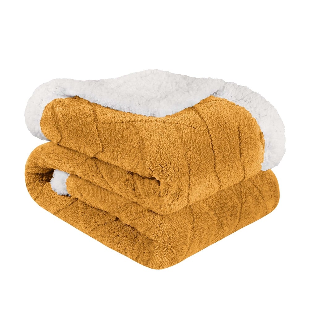Superior Nuuk Jacquard Lattice Fluffy Sherpa Fleece Blanket