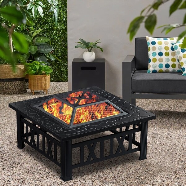 Fire pit cheap table with lid