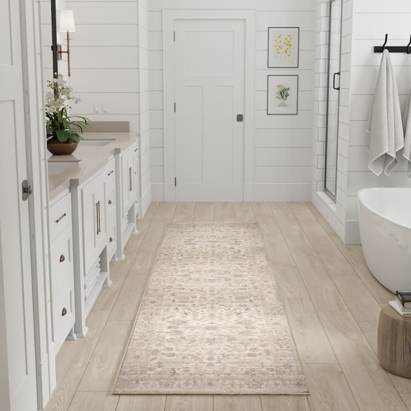 Nourison Vintage Washables Indoor only Beige Persian Area Rug
