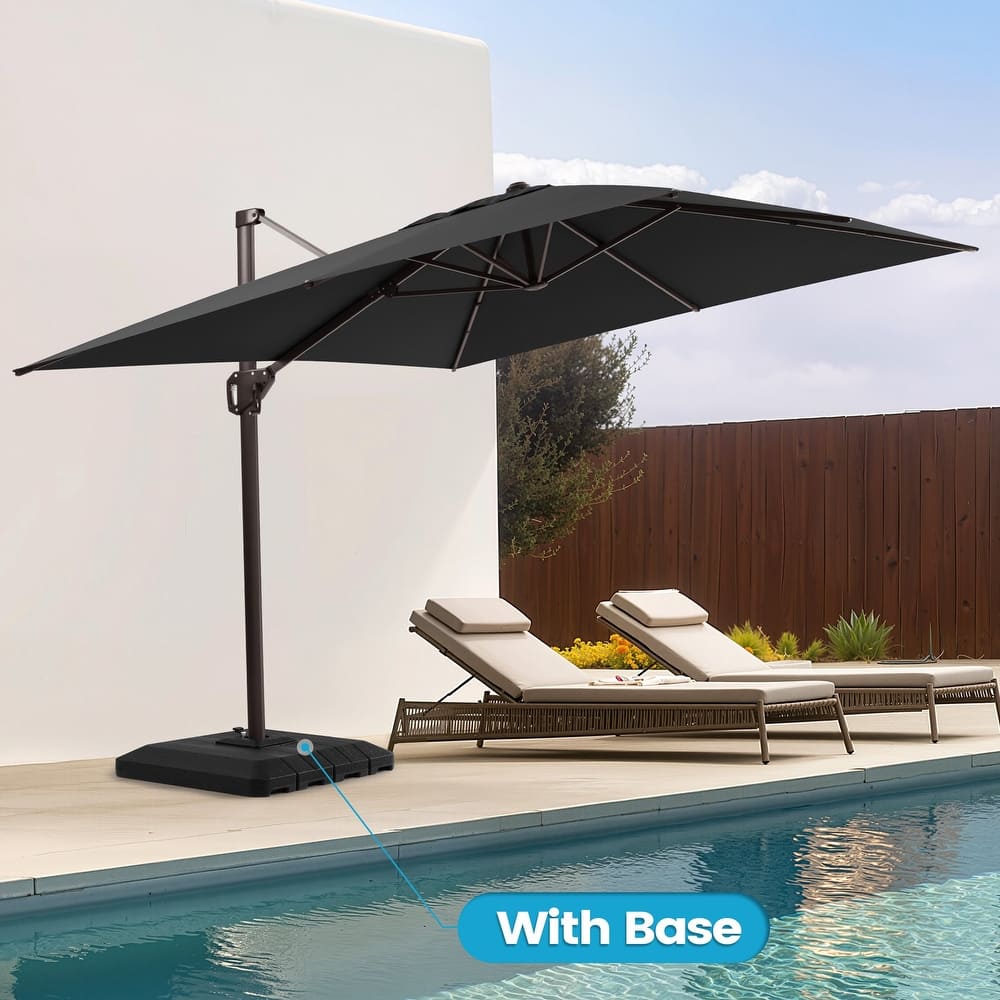 Outdoor 11 x 9 FT Patio 360 Degree Rotation Cantilever Umbrella with 4-Piece Umbrella Base