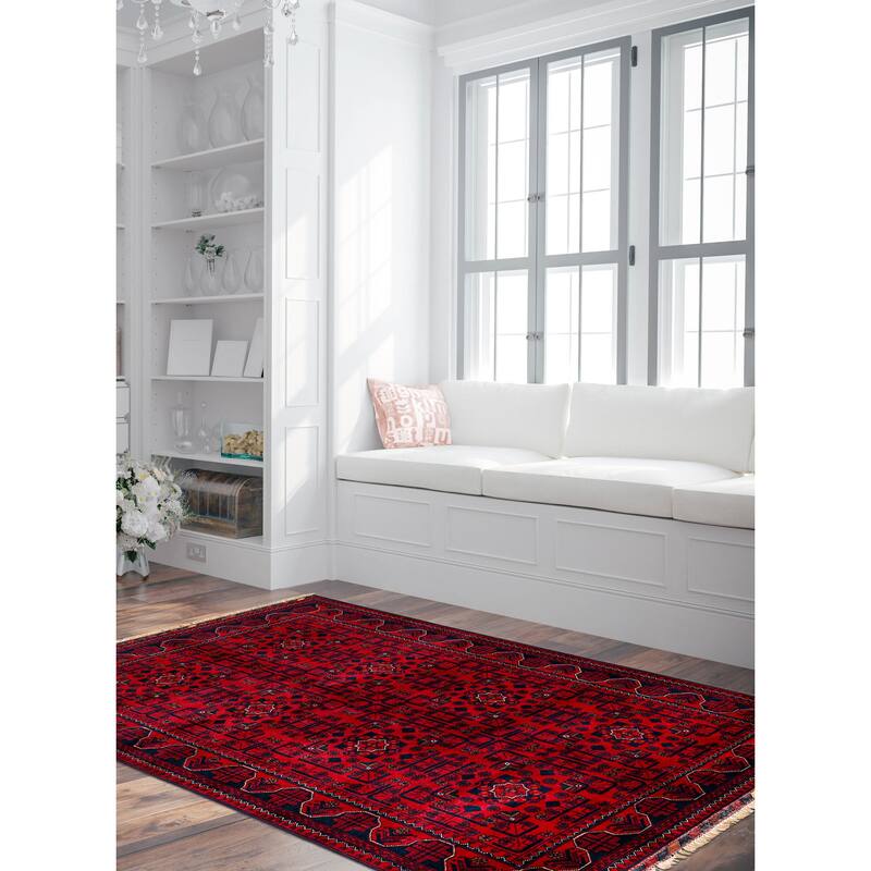 ECARPETGALLERY Hand-knotted Finest Khal Mohammadi Red Wool Rug - 4'2 x 6'7