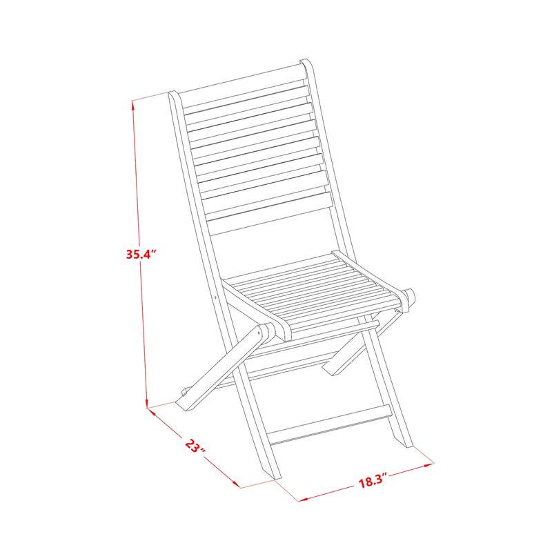 East West Furniture Cameron Foldable Outdoor Dining Chairs - Acacia Wood, Set of 2, Natural Oil