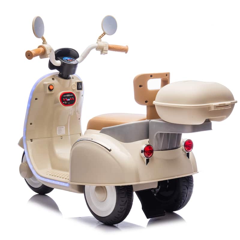 12V Kids Ride On Three-Wheel Electric Motorcycle,2WD,Cool Waterfall Light,Large Storage Space,Power Display For Kids Aged 3-6.