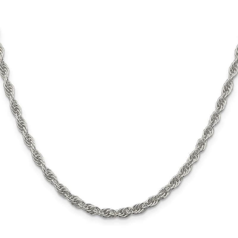 Curata 925 Sterling Silver 3.8mm Loose Rope Chain Necklace (Lobster)
