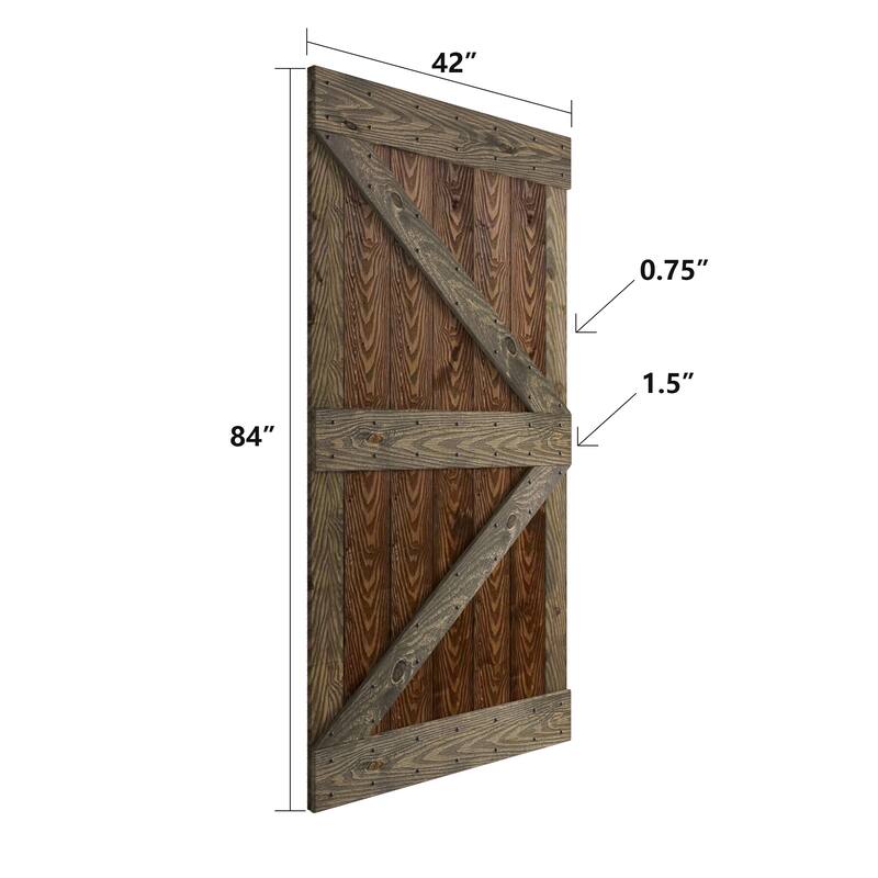 Coast Sequoia 84in. x 84in. K Series Embossing DIY Knotty Wood Double Sliding Barn Door With Hardware Kit