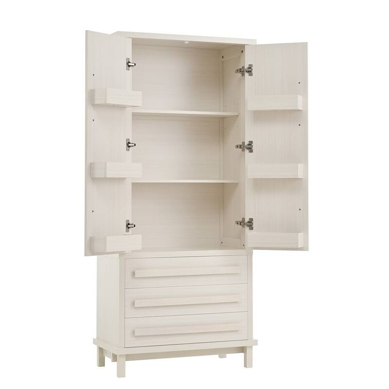 Farmhouse 70" Tall Kitchen Pantry Cabinet,Freestanding Wooden Kitchen Cupboard with 6 Door Shelves and 3 Drawers