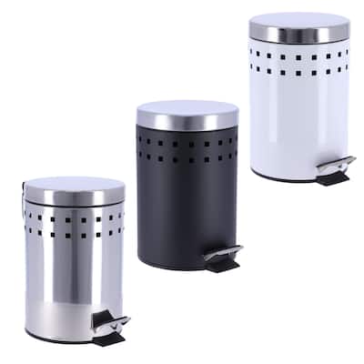 Round Metal Small Step Trash Can with Lid Waste Bin 3-liters-0.8-gal.