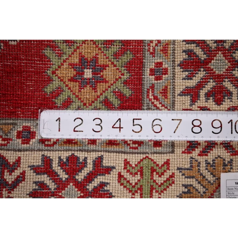 Red Kazak Oriental Accent Rug Handmade Traditional Wool Carpet - 3'2" x 4'10"