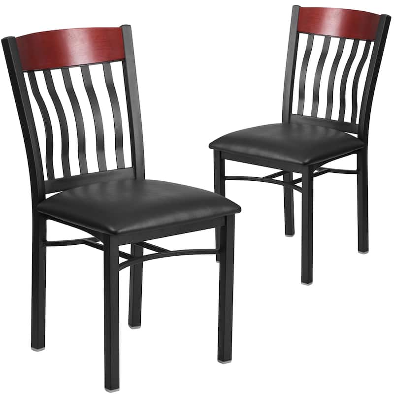 Vertical Back Metal and Wood Restaurant Chair (Set of 2) - 17"W x 24.5"D x 35.75"H
