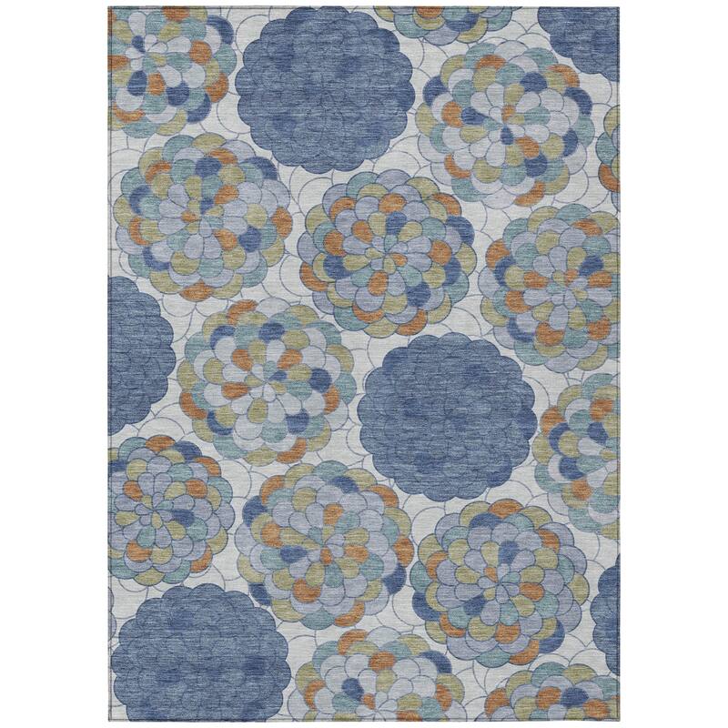 Machine Washable Indoor/ Outdoor Mosaic Cluster Chantille Rug