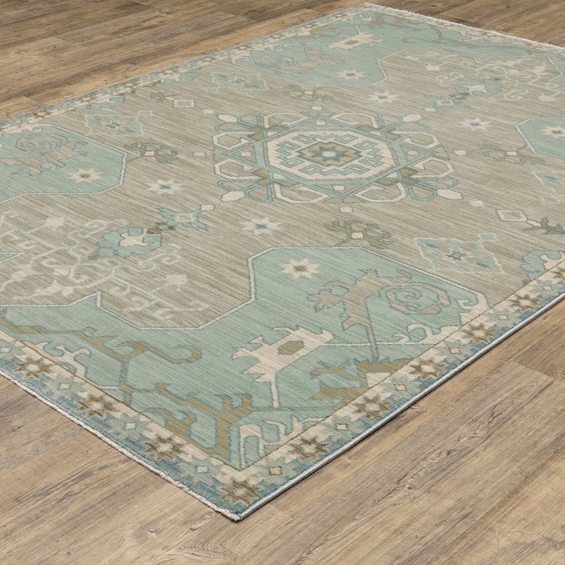 Meadow Bohemian Old World Inspired Grey/ Blue Area Rug