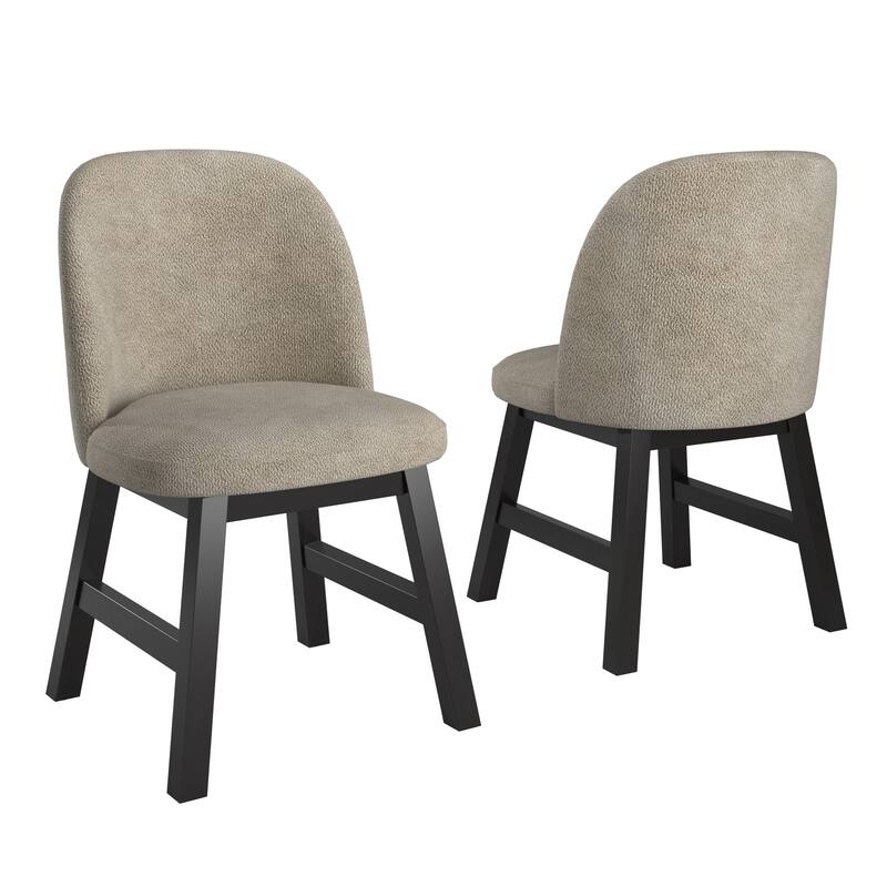 Harstad 42"-60" Wood Finish Extendable Round Dining Set with Curved Back Chairs by iNSPIRE Q Modern