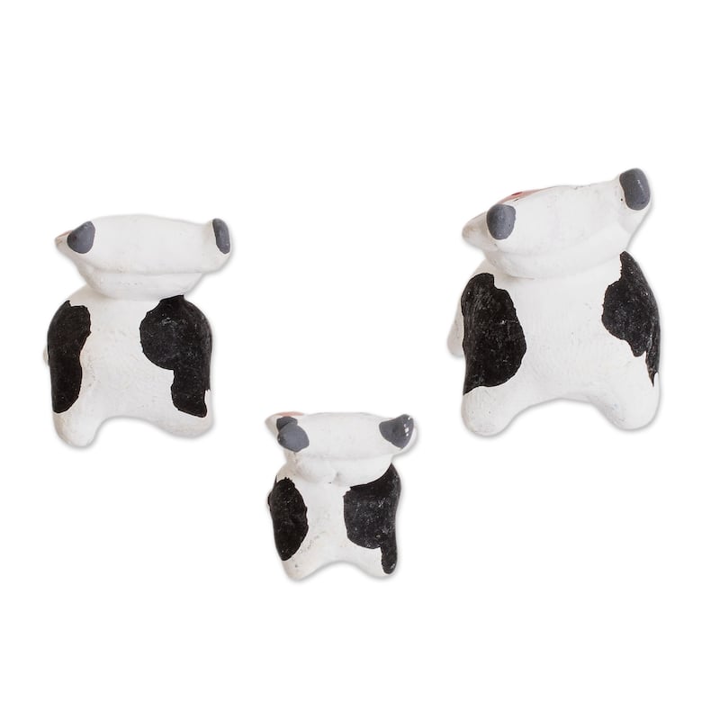 Novica Handmade Cow Family Ceramic Figurines (Set Of 3)